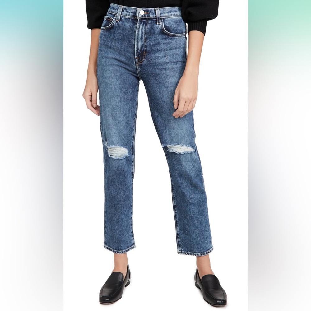 J Brand Jules High Rise Straight Leg Jeans, Finesse Destruct